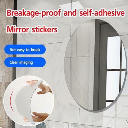 Shatterproof, Flexible and Self Adhesive Oval Shape Mirror Sticker